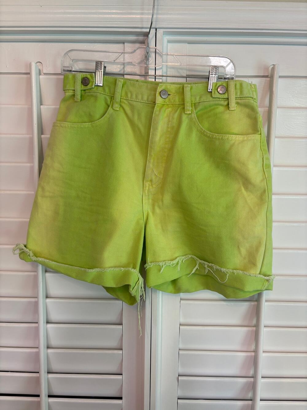 BDG Lime Green Longline Carpenter Denim Shorts Size 29